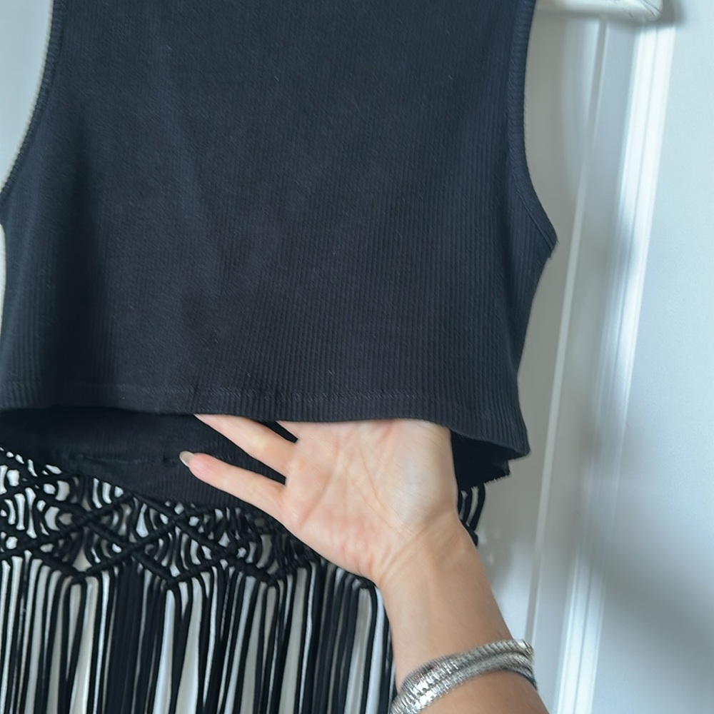 Zara black macrame fringe Top - Picture 7 of 9